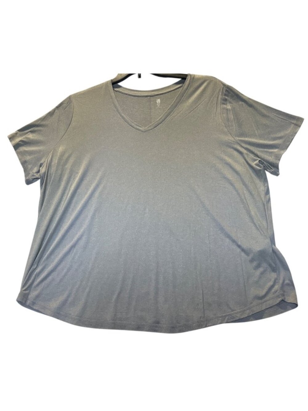 Ideology Womens 3X Grey V-Neck Performance T-Shirt Rapidry Flex Stretch UPF 30+